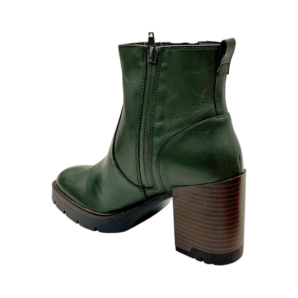 Naturalizer Women\'s Wilde Leather Stack Heel Ankle Boots Pine Green - Medium